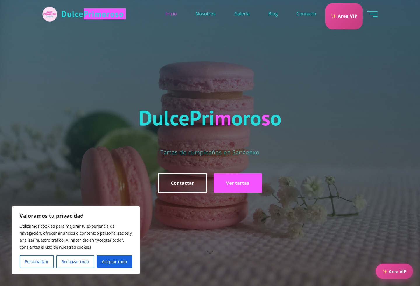 Captura de la web de Dulce Primoroso