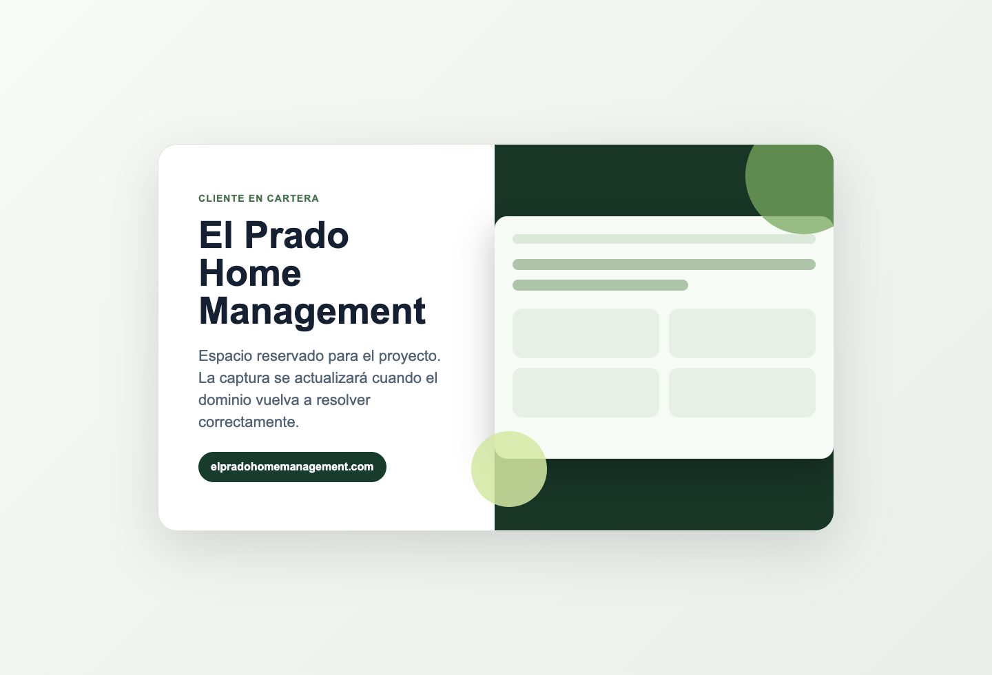 Captura de la web de El Prado Home Management