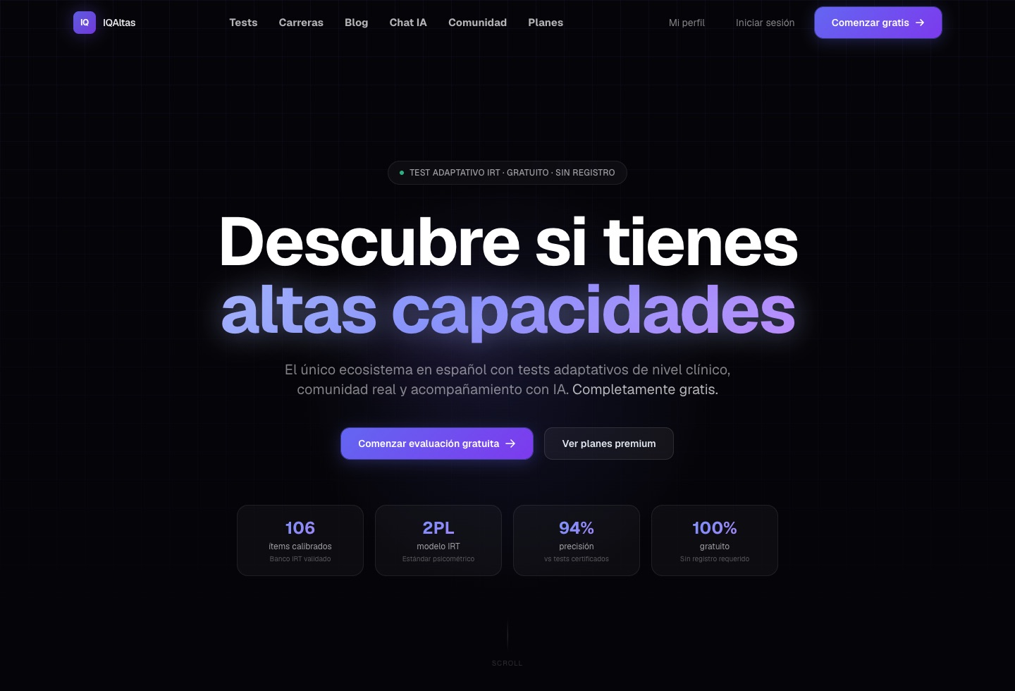 Captura de la web de IQAltas