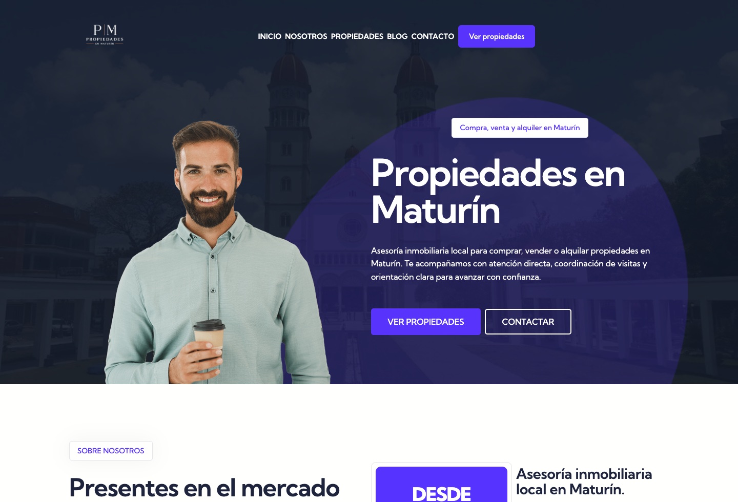 Captura de la web de Propiedades en Maturín