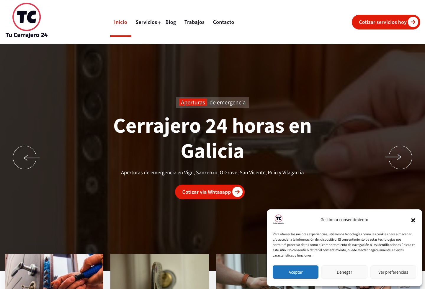 Captura de la web de Tu Cerrajero 24
